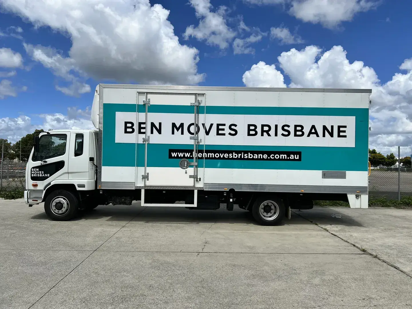 Ben Moves Brisbane moving truck with turquoise company branding