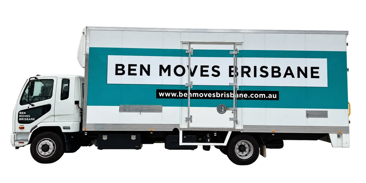 Large Ben Moves Brisbane truck with prominent turquoise branding