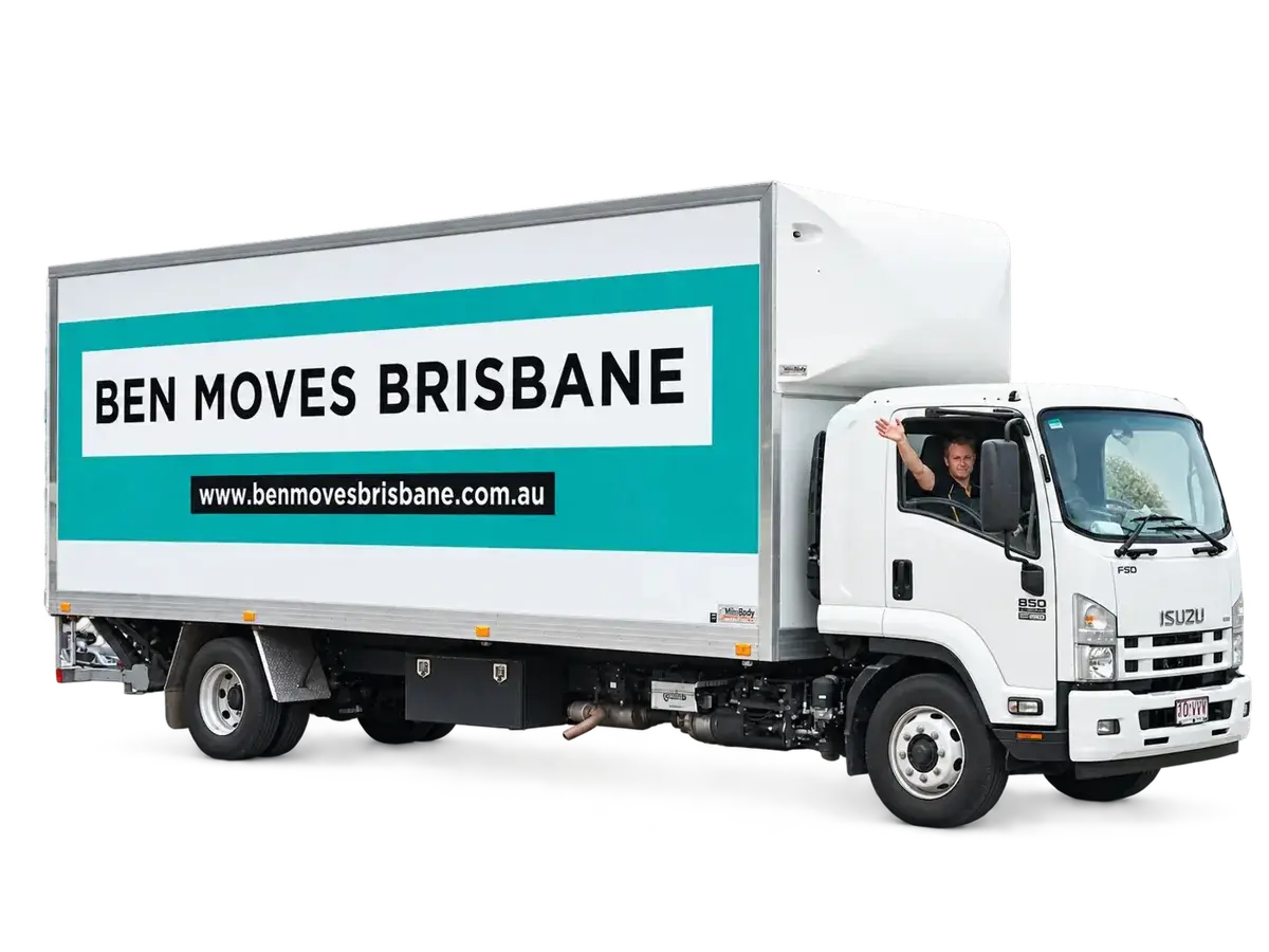Ben Moves Brisbane truck with its driver waving